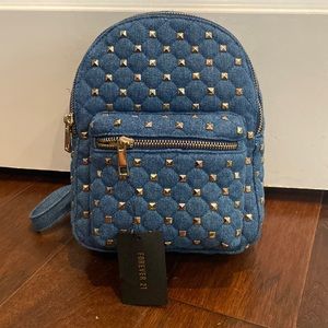 Brand new with tags denim studded mini backpack by Forever 21